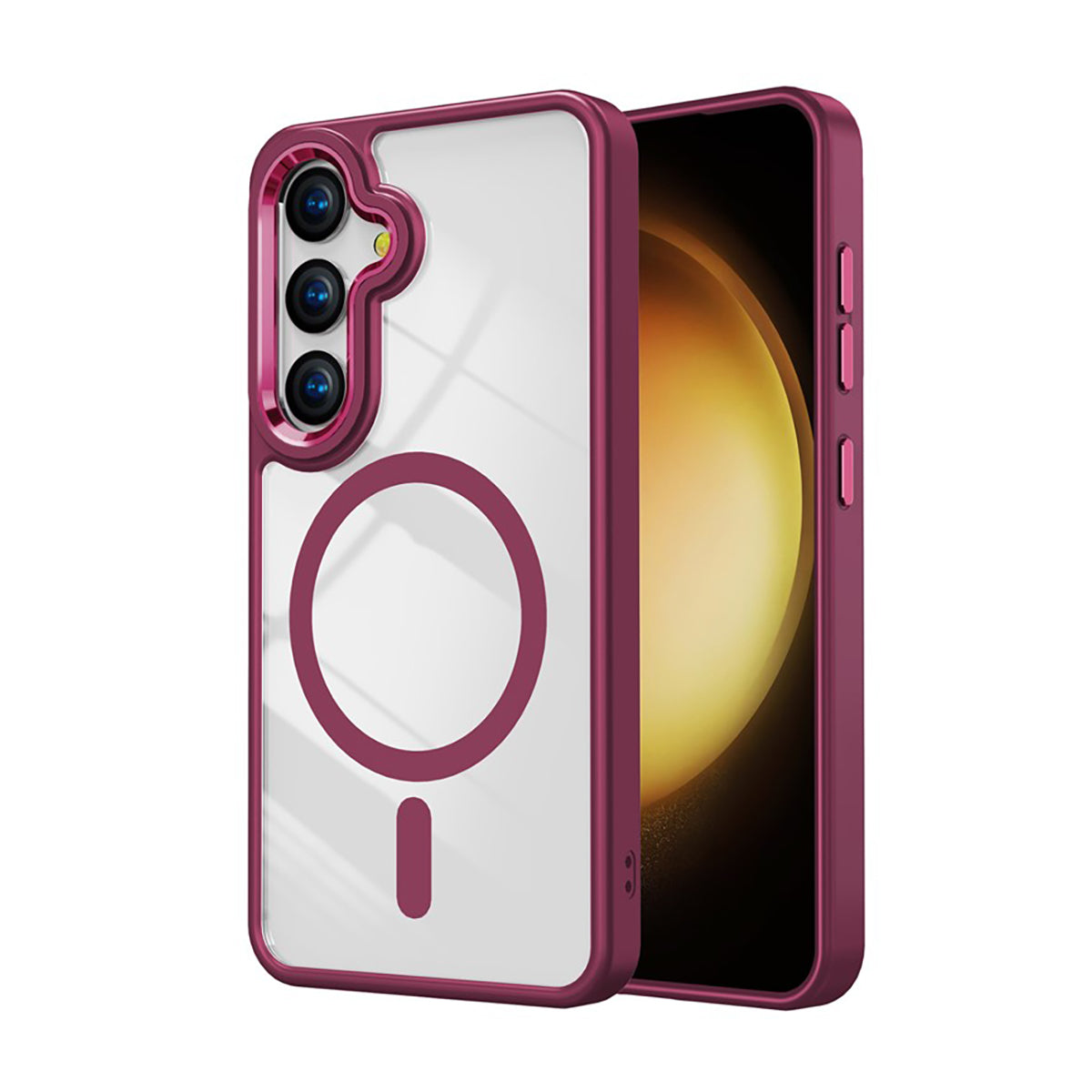 Case Transparente con Carga Inalambrica y Borde de Color S24 Plus