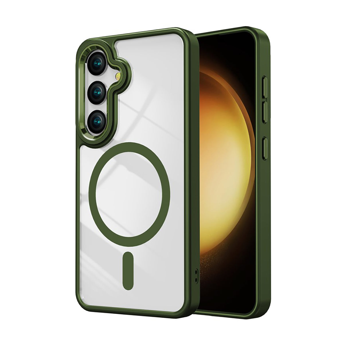 Case Transparente con Carga Inalambrica y Borde de Color S23 Plus