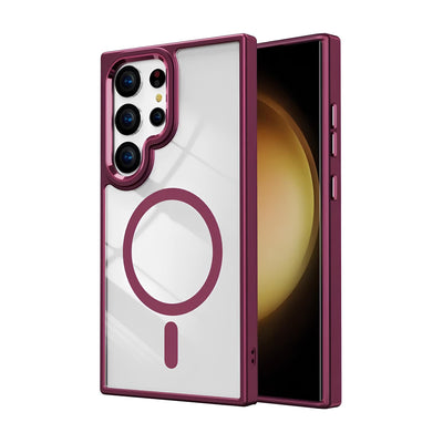 Case Transparente con Carga Inalambrica y Borde de Color S24 Ultra