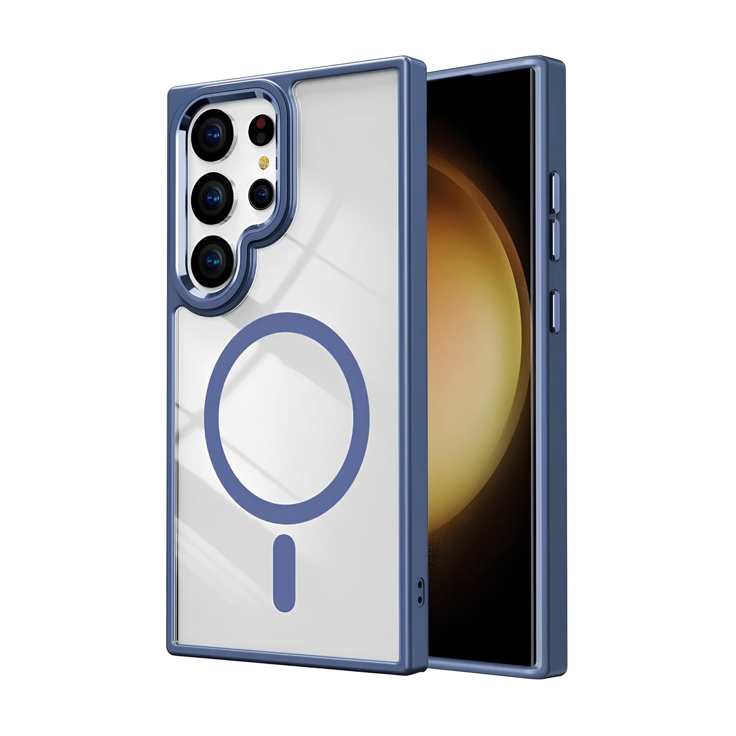 Case Transparente con Carga Inalambrica y Borde de Color S24 Ultra