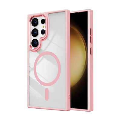 Case Transparente con Carga Inalambrica y Borde de Color S24 Ultra