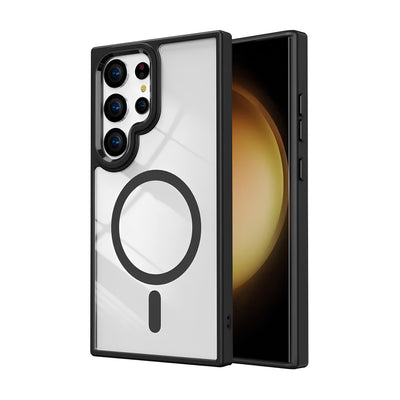 Case Transparente con Carga Inalambrica y Borde de Color S24 Ultra