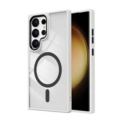 Case Transparente con Carga Inalambrica y Borde de Color S24 Ultra