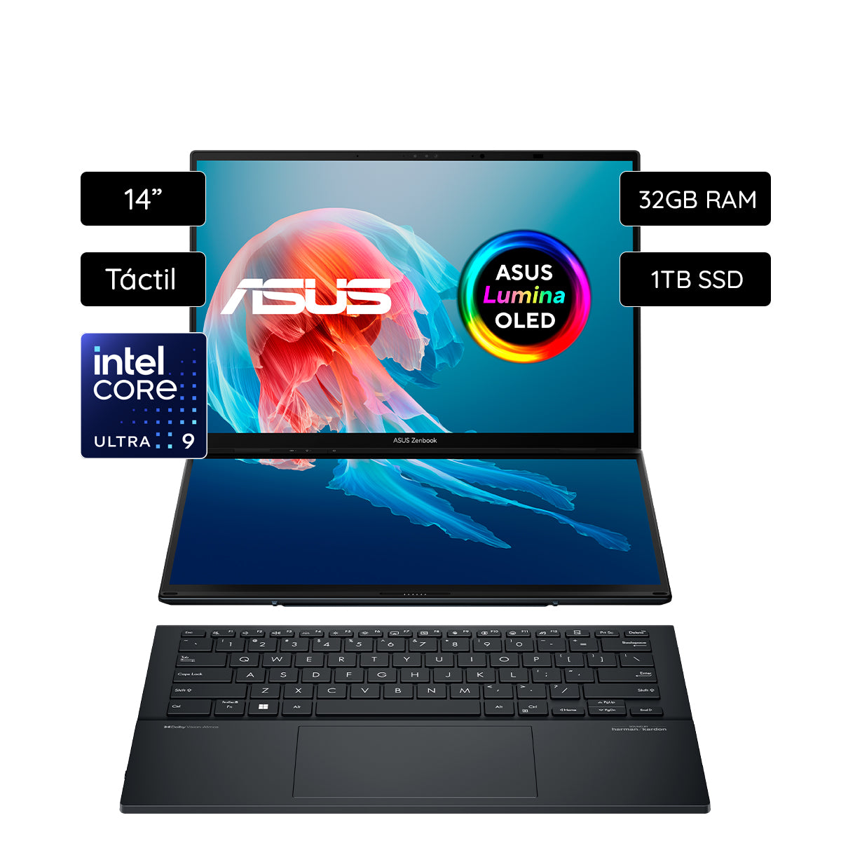 Notebook ASUS Zenbook DUO OLED UX8406MA-PZ026W 14" Intel Core Ultra 9 16 Núcleos 32GB/1TB (Teclado en Español)