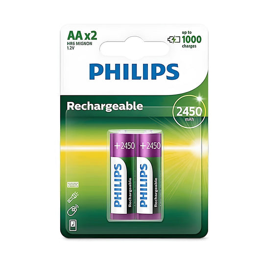 Pila Philips recargable AA 2450mAh x2