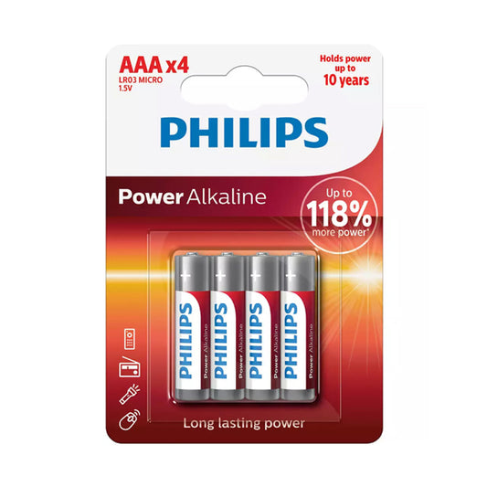 Pila alcalina Philips AAA x4