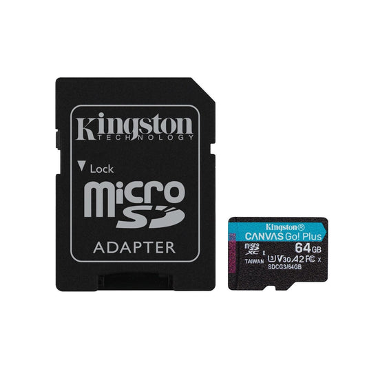 TARJETA MICRO SD FLASH KINGSTON CANVAS Go PLUS 64GB 170MB/s R CLASE 10