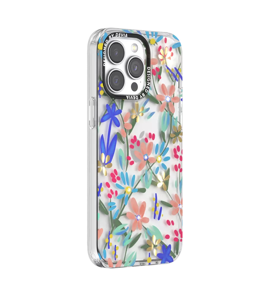 Protector Case Floral con Brillos Flower Series Devia para iPhone 15 Pro