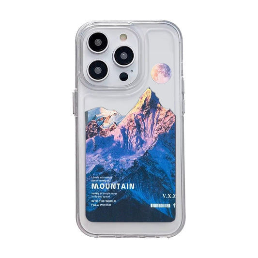 Protector Case Transparente Mountain Sunset para iPhone 14 Pro