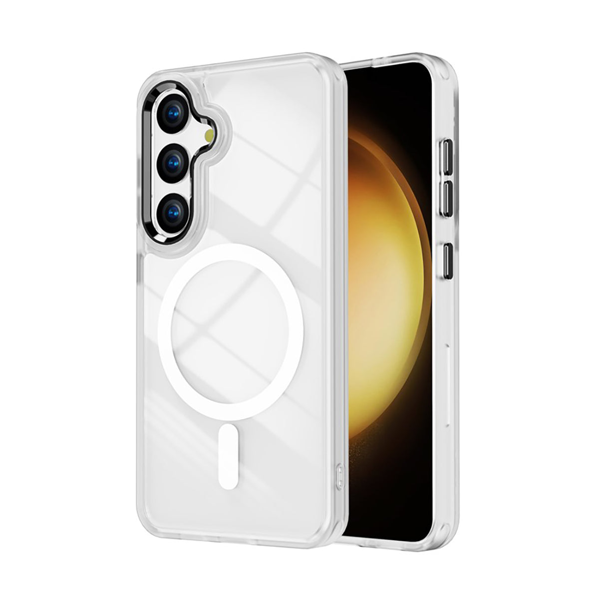 Case Transparente con Carga Inalambrica y Borde de Color S24 Plus