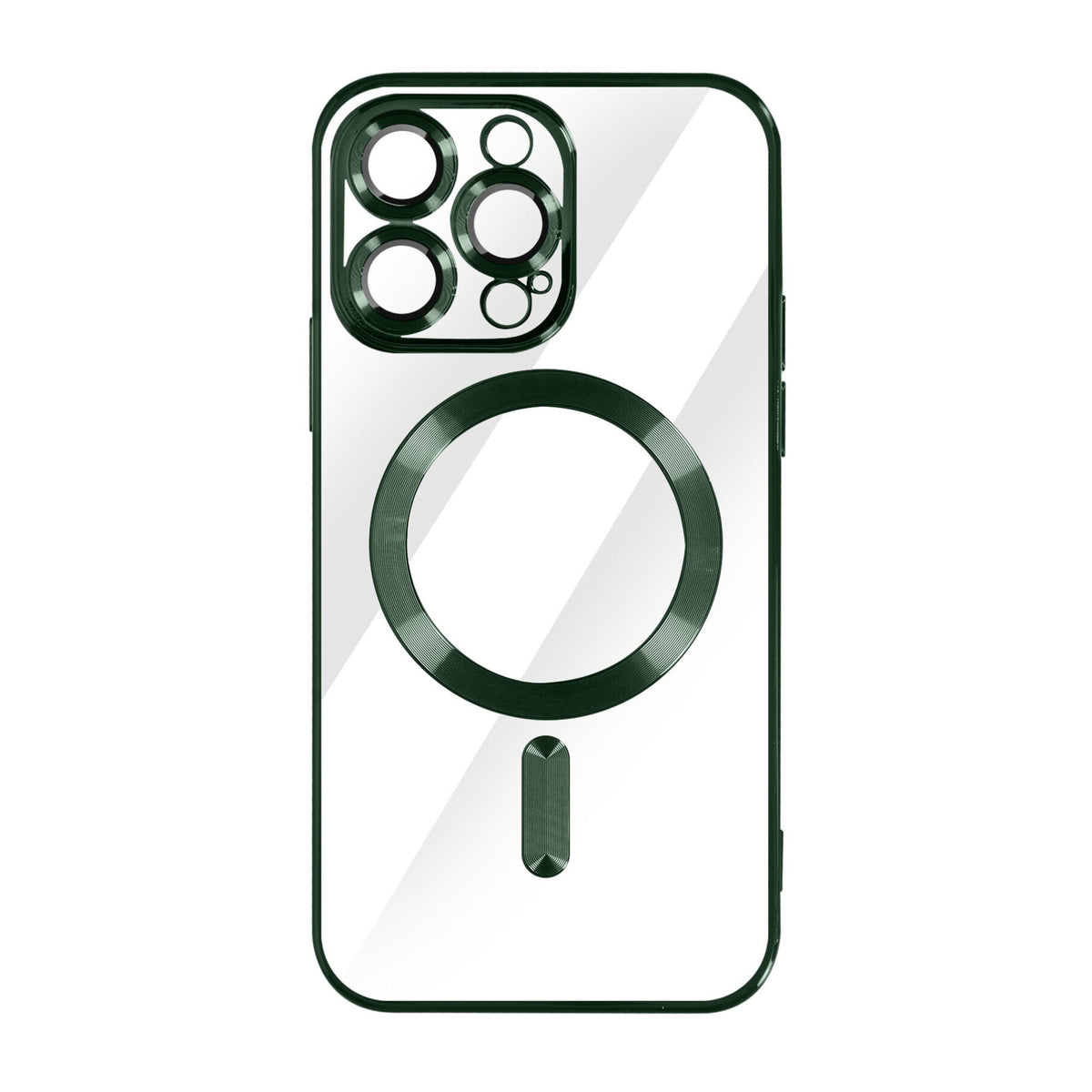 Case Transparente con Carga Inalambrica y Borde de Cromado Iphone 15 Pro Max