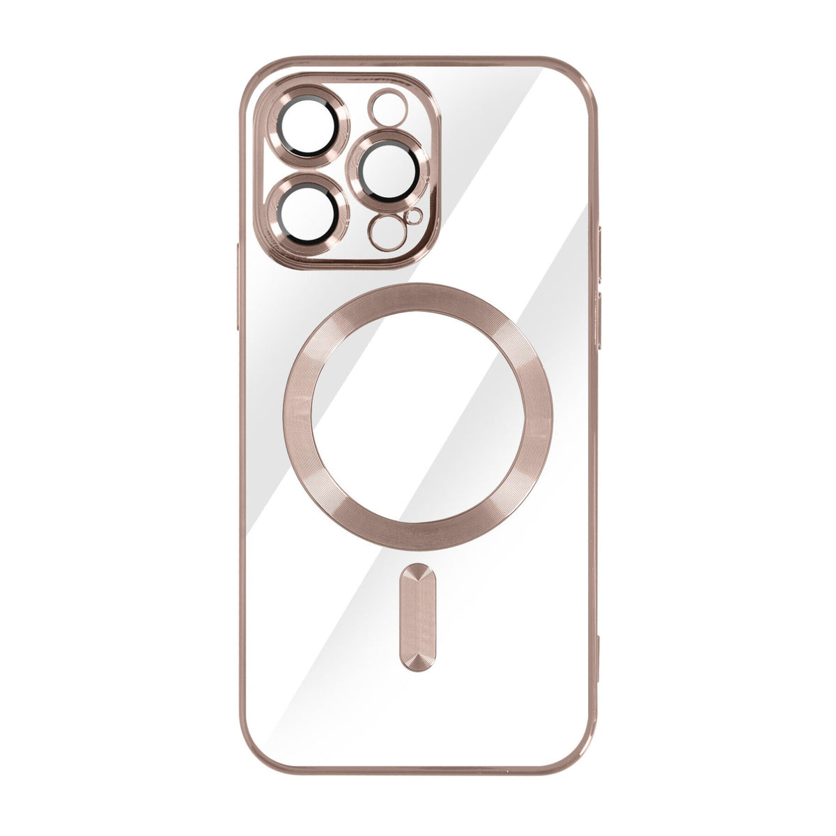 Case Transparente con Carga Inalambrica y Borde de Cromado Iphone 15 Pro Max