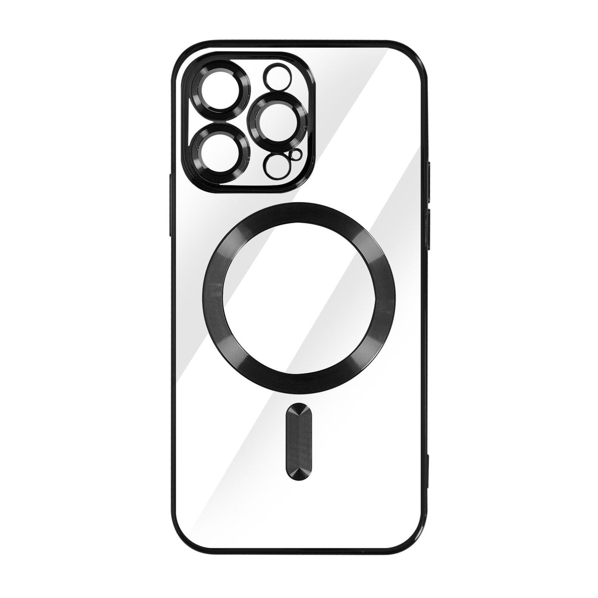Case Transparente con Carga Inalambrica y Borde de Cromado Iphone 15 Pro Max