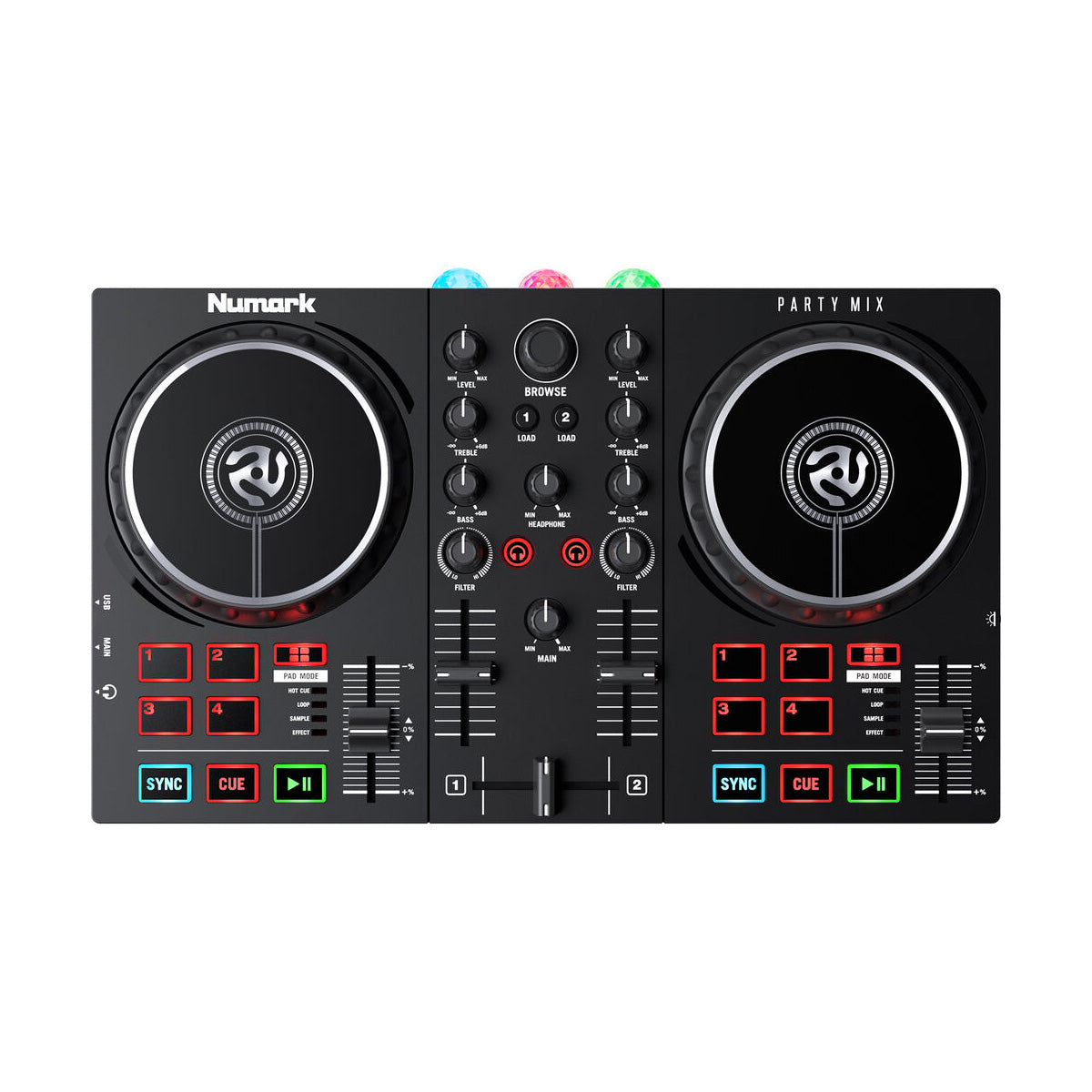 Controlador para DJ Numark Party Mix 2 c/ Luces Integradas