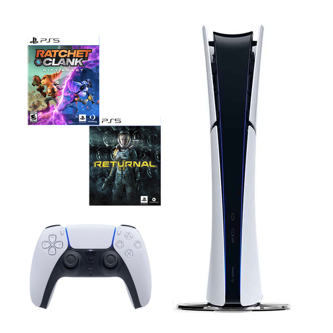 Consola Sony PS5 PlayStation 5 Slim Digital Edition 1TB Super Bundle Returnal + Ratchet Clank