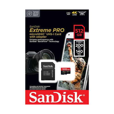 Tarjeta Micro SD + Adaptador SD SanDisk Extreme PRO 512Gb 200mb/s