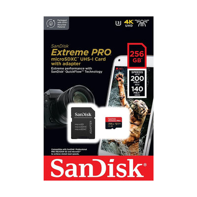 Tarjeta Micro SD + Adaptador SD SanDisk Extreme PRO 256Gb 200mb/s