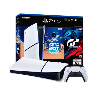 Consola PS5 PlayStation 5 Digital Sony Slim - Incluye 2 juegos (Gran Turismo 7 y Astrobot)