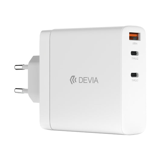 CARGADOR DE PARED 140W 2 USB-C + USB-A GAN EU DEVIA EXTREME SPEED