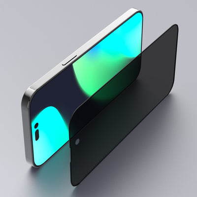 VIDRIO TEMPLADO FILTRO PRIVACIDAD BORDE SILICONA IPHONE 14 PRO DEVIA