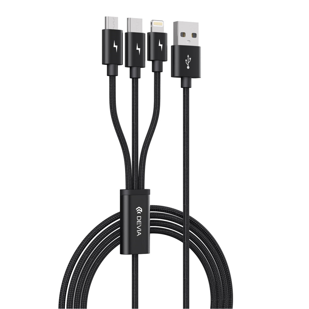 CABLE 3 EN 1 - MICRO USB / USB-C / LIGHTNING 1,2M GRACIOUS DEVIA