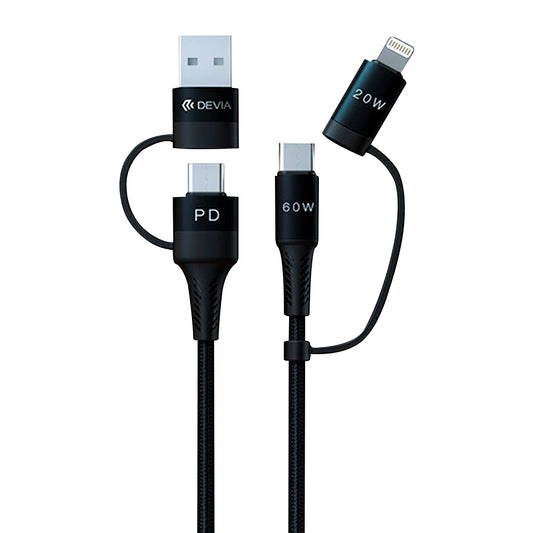 CABLE 4 EN 1 USB-C / MICRO USB / LIGHTNING / USB 1,5 METROS DEVIA