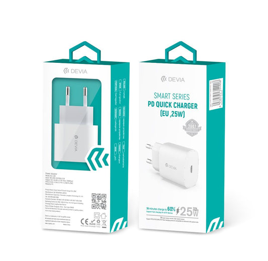 CARGADOR DE PARED 25W CARGA RAPIDA DEVIA SMART SERIES PD EU