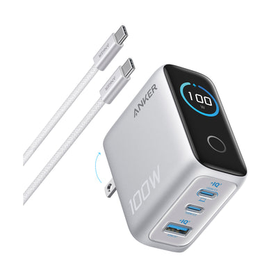 Cargador Anker 100W 3Ports Smart Display con Cable USB-C