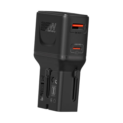 Cargador Promate 35W TriPlug Dual Usb-A/Usb-C Adaptador Universal