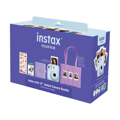 Cámara Instantánea Fujifilm Instax Mini 12 + Película Instax Mini, Álbum de Fotos, Stickers Decorativos y Bolsa Tote Original