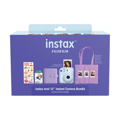 Cámara Instantánea Fujifilm Instax Mini 12 + Película Instax Mini, Álbum de Fotos, Stickers Decorativos y Bolsa Tote Original