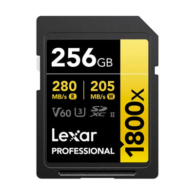 Tarjeta SD Lexar Professional 256GB 1800X SDXC UHS-II 280mb/s Gold