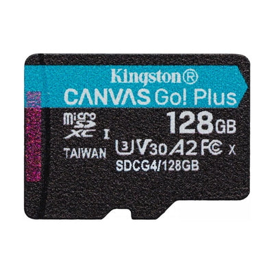 Micro SD + Adaptador Kingston 128GB 200mb/s Canvas Go Plus A2 U3 V30 Gen4