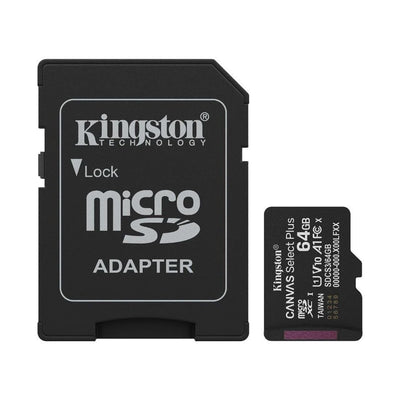 Micro SD + Adaptador Kingston 64GB 100mb/s V10 Canvas Select Plus Gen3