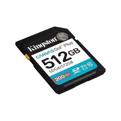 Tarjeta SD Kingston 512GB 200mb/s SDXC C10 UHS-IU3 V30 Canvas Go Plus