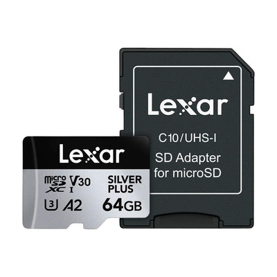 Micro SD + Adaptador Lexar Professional 64GB Silver Plus 205mb/s